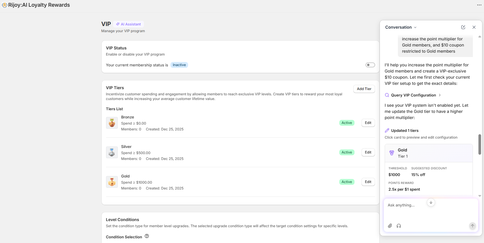 AI create the reward and applying the tier restriction without you needing to configure two separate modules