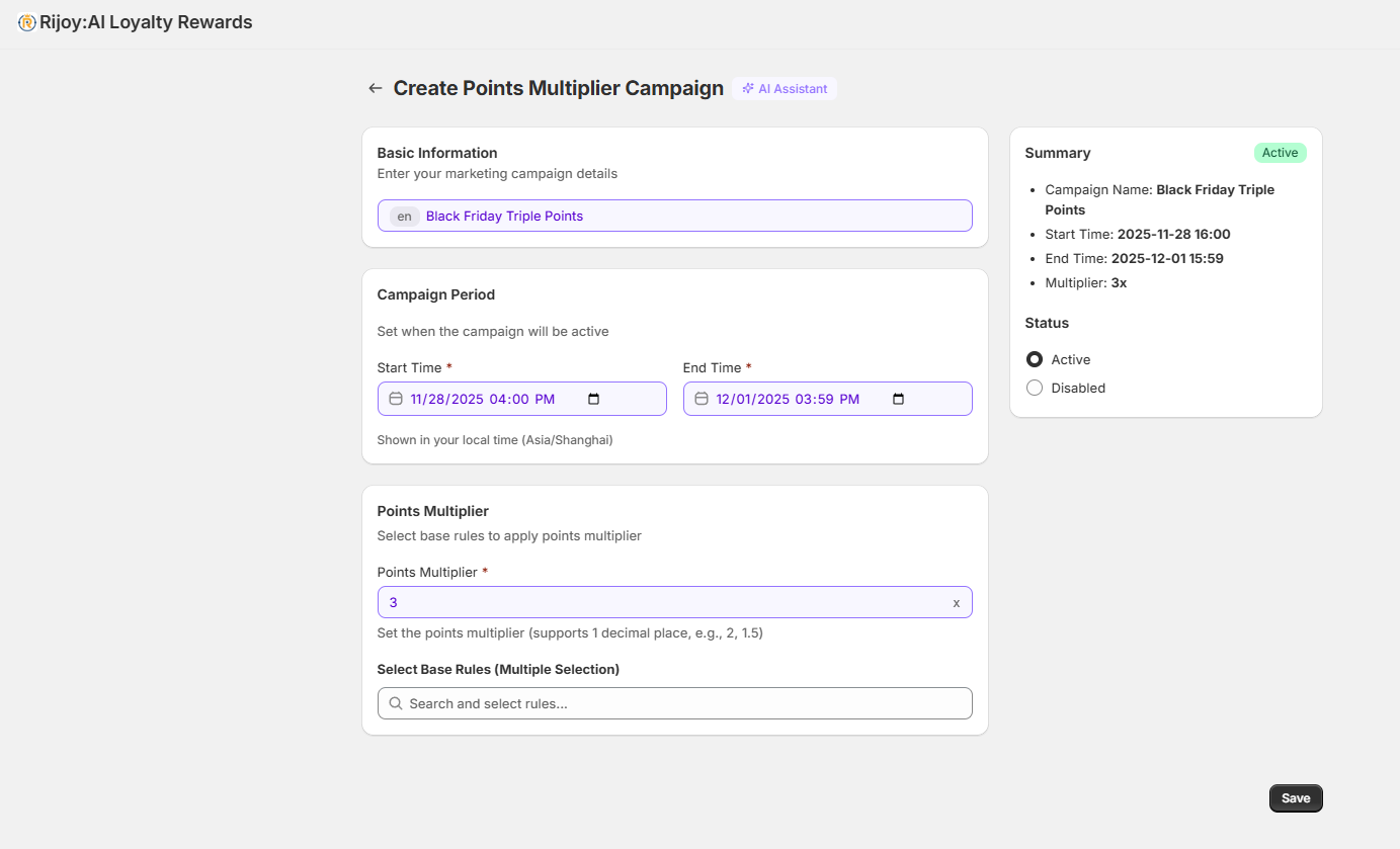 Triple Points for Black Friday